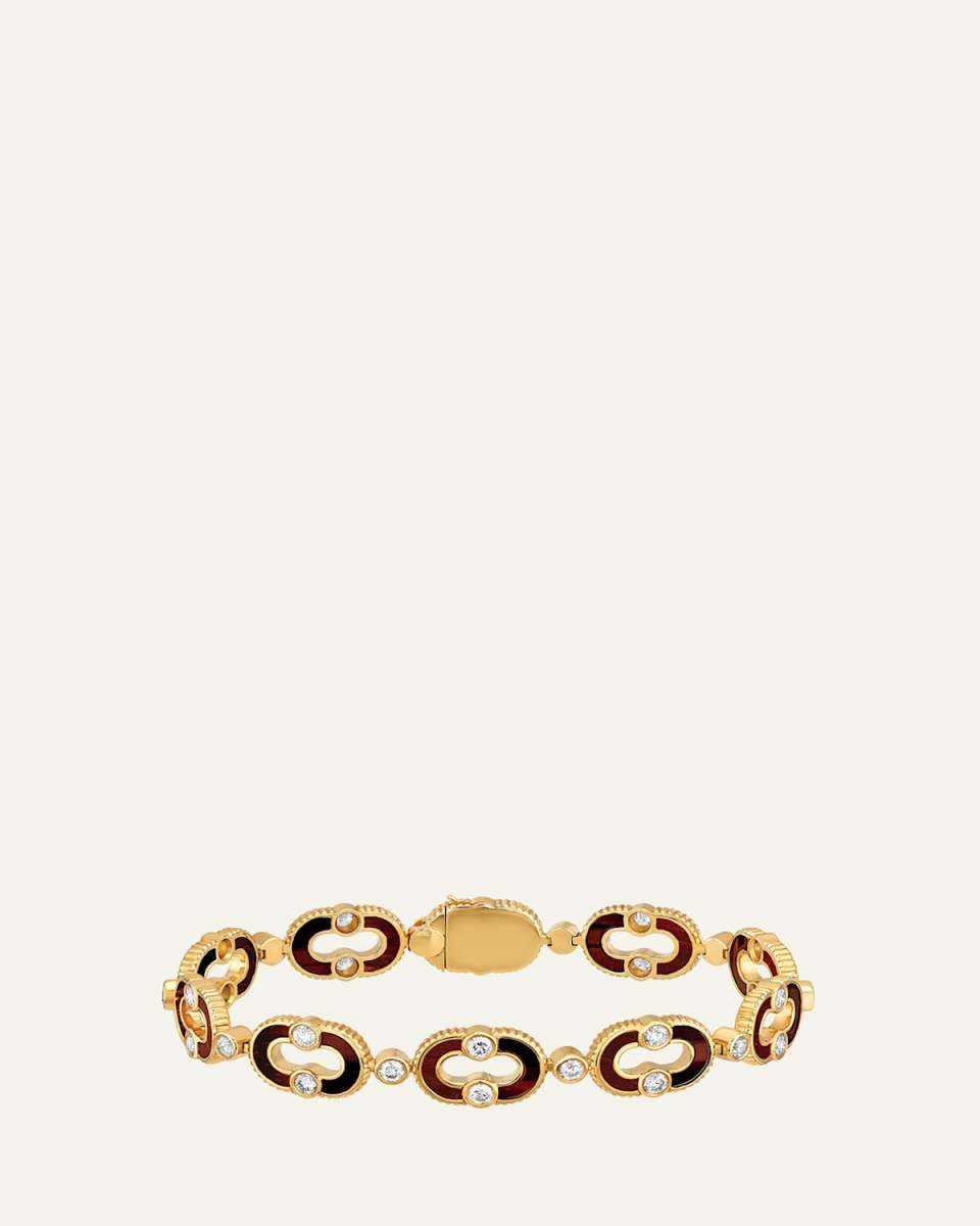 Magnetic Enchain 18K Yellow Gold Diamond and Bull Eye Bracelet
